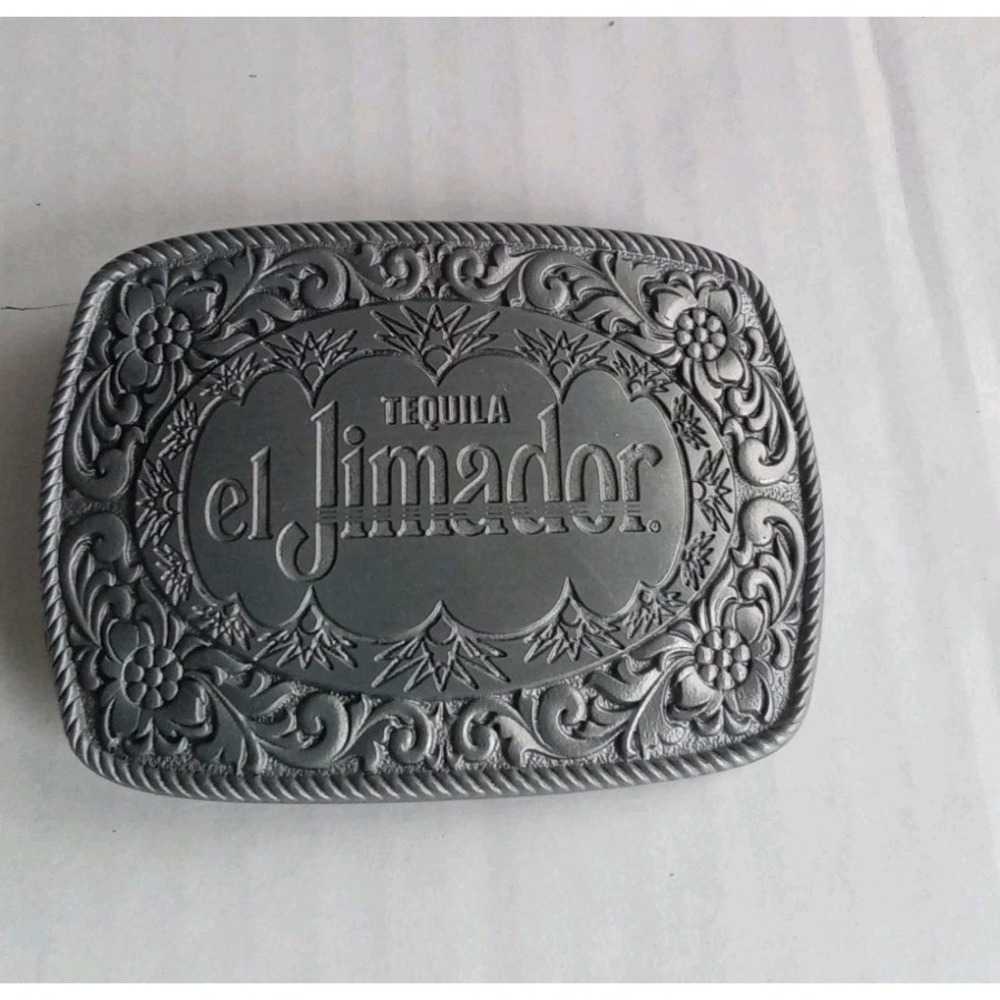 El Jimador Tequila Belt Buckle Western‎ Style Floral Accents Silver Tone